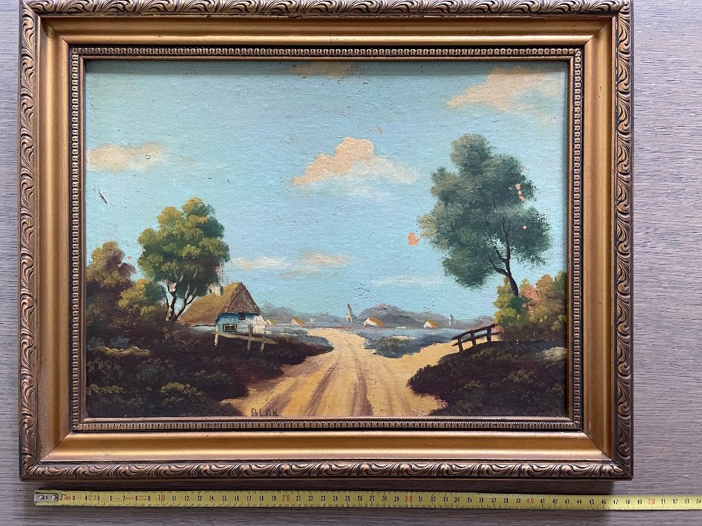 Antiek schilderij van Blok, Ophalen, Klassiek, Landschap