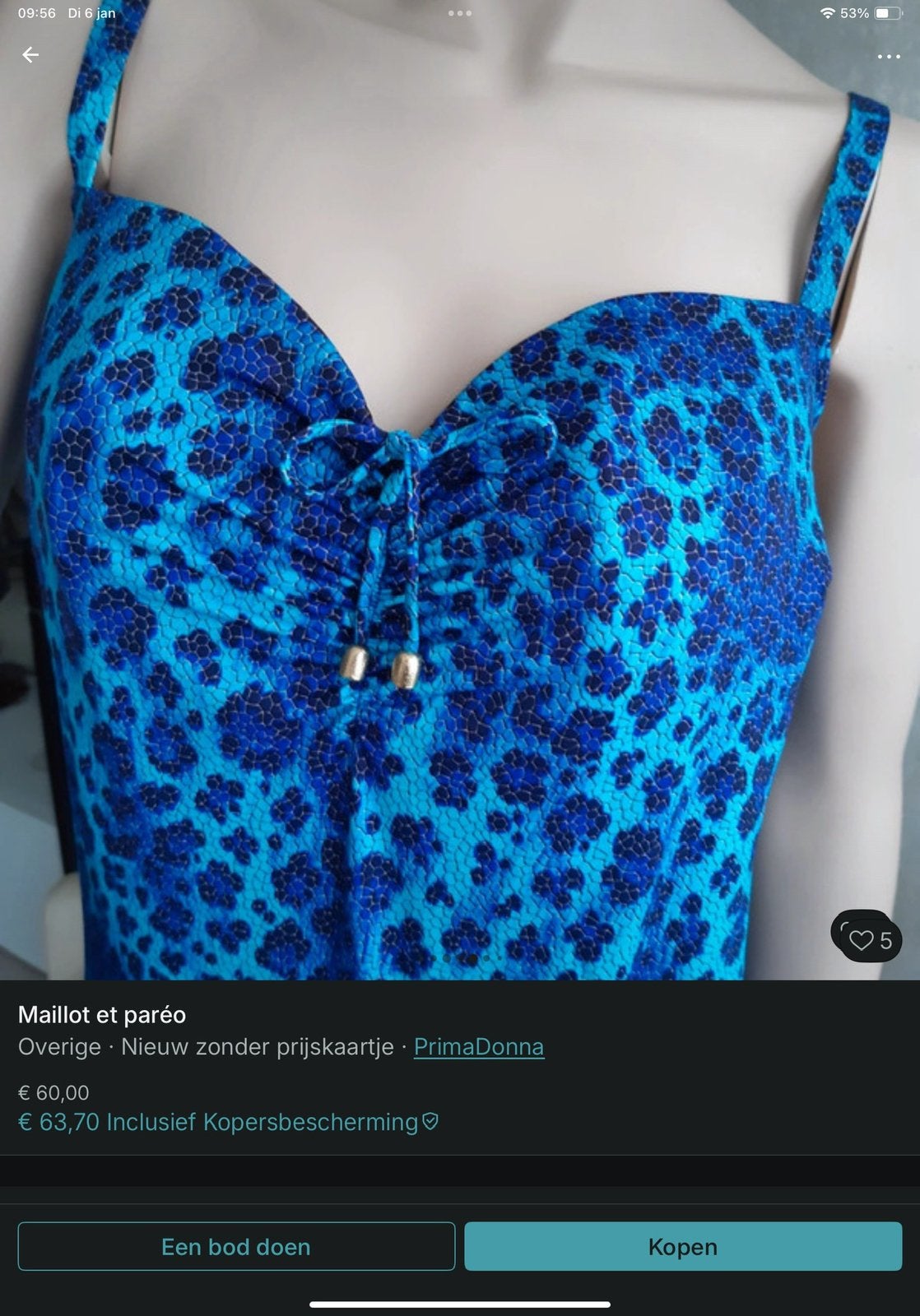 Primadonna badpak met kaftan maat 85 d, Ophalen of Verzenden, Zo goed als nieuw, Zwart, Badpak