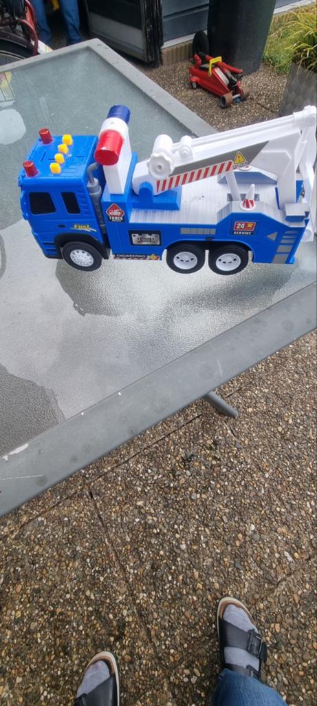Blauwe speelgoed takelwagen met geluid - 33 cm, Ophalen of Verzenden, Gebruikt