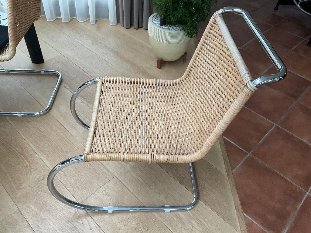 Mies van der Rohe 'MR10' Rattan Easy Chairs, Ophalen, Minder dan 50 cm, Gebruikt, 75 tot 100 cm
