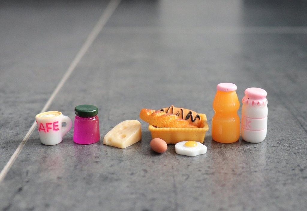 Koffie melk sap kaas ei brood miniatuur nieuw 1:12 Lichtroze, Ophalen of Verzenden, Nieuw, Decoratie