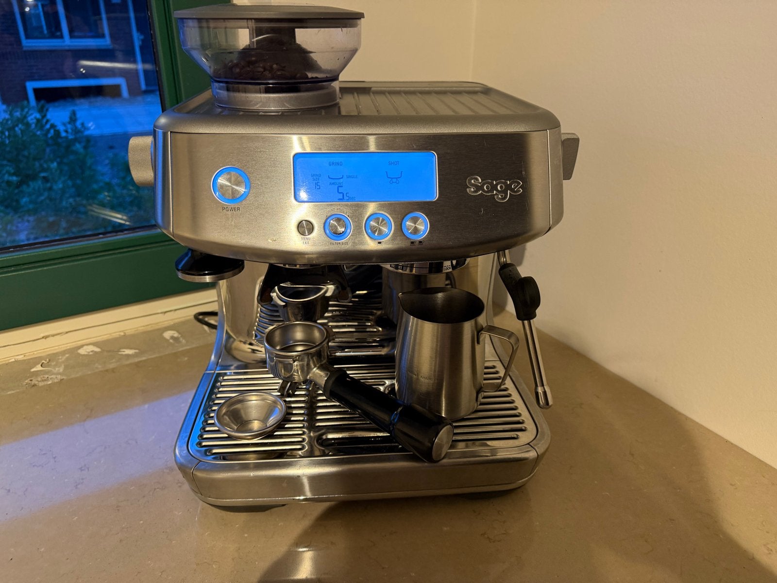 Sage Barista Express Pro Pistonmachine, Witgoed en Apparatuur, Koffiezetapparaten, Ophalen, Afneembaar waterreservoir, Espresso apparaat
