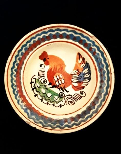 Vintage Hongaars aardewerk wandbord met haan (3), Antiek en Kunst, Ophalen