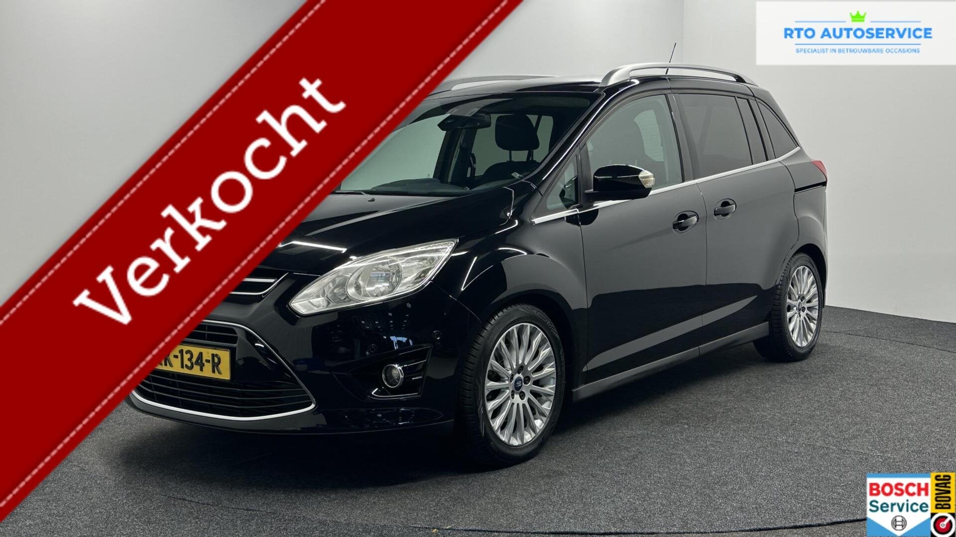 Ford Grand C-Max 1.6 SCTi Titanium 7p. TREKHAAK ECC CRUISE L, Voorwielaandrijving, Stof, Gebruikt, Zwart