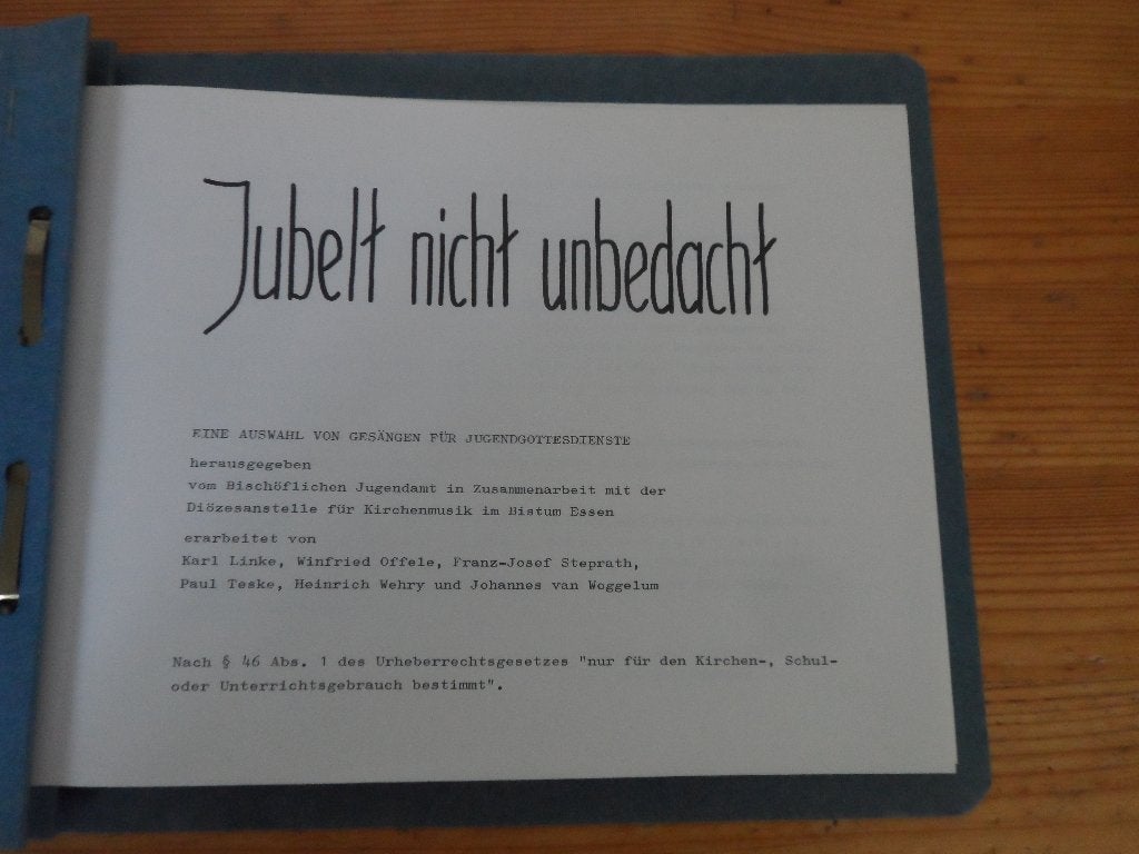 Jubelt nicht unbedacht / 1 + 2 singt dem herrn ..., Gebruikt, Zang, Ophalen of Verzenden, Religie en Gospel