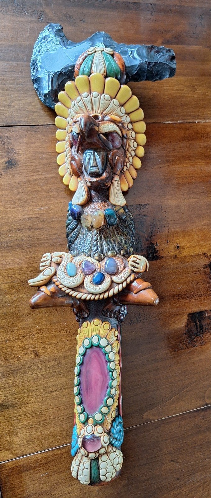 Azteekse/Maya bijl met adelaar en slangen, versierd, Ophalen, Handgemaakt, Overige materialen, 60 cm