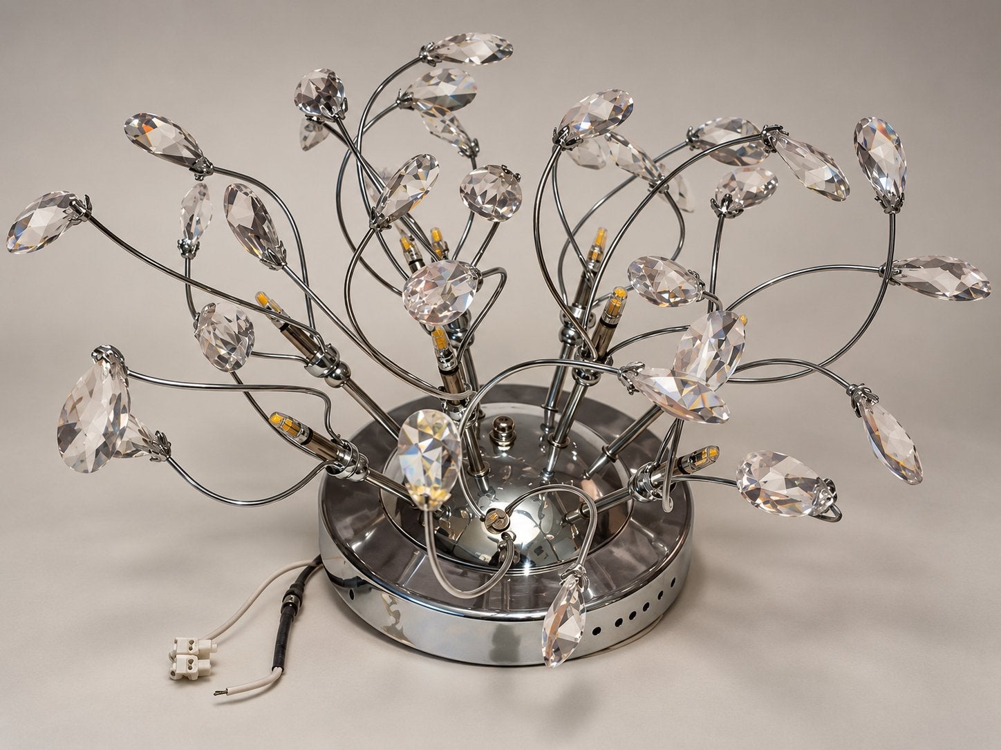 Plafondlamp met kristallen - Modern design, Huis en Inrichting, Zilver, Modern, Ophalen of Verzenden, Zo goed als nieuw