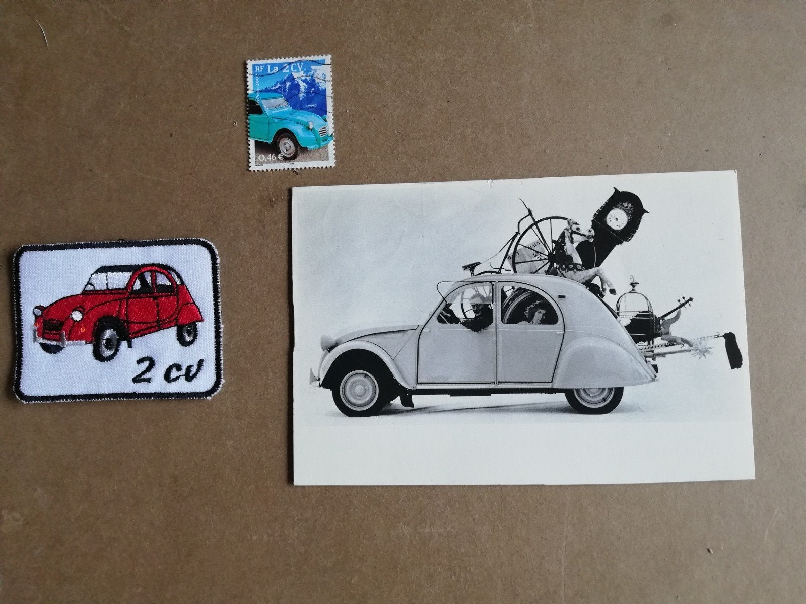 2CV Embleem (embroidered), ansichtkaart & postzegel., Ophalen of Verzenden, Zo goed als nieuw, Auto's