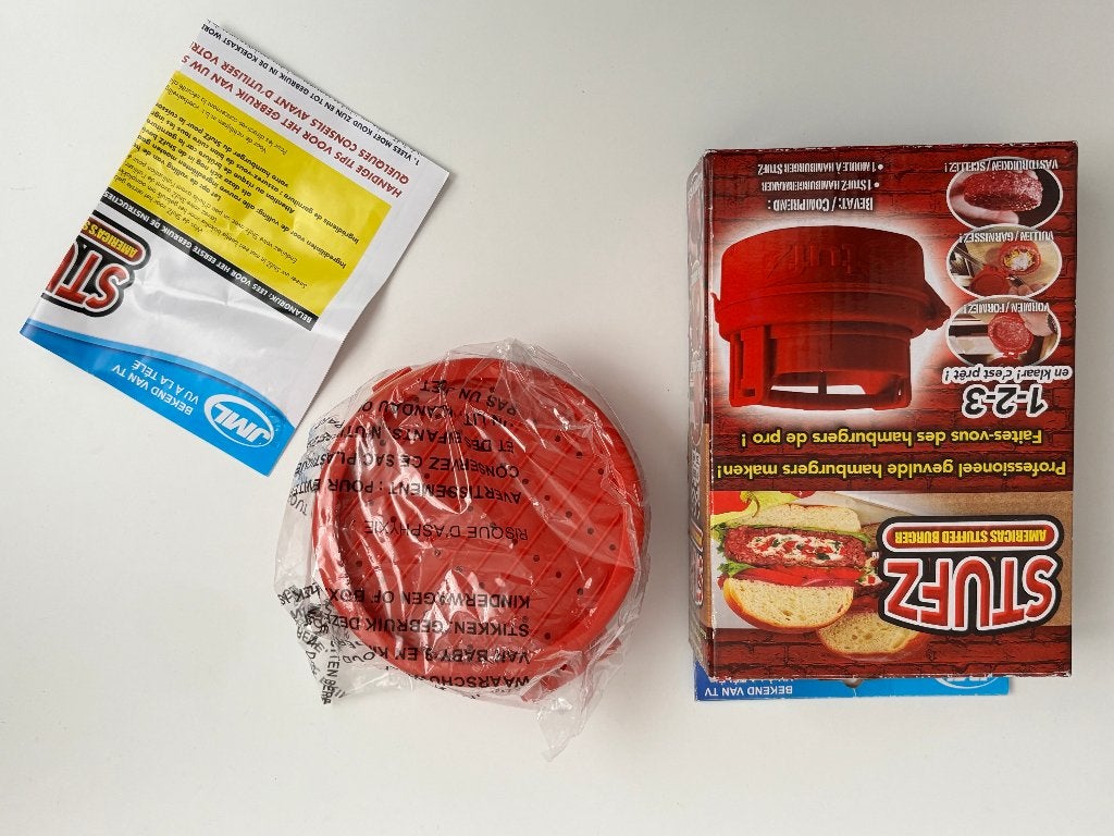 Stufz hamburger - press voor Gevulde hamburger. Nieuw, Overige typen, Kunststof, Nieuw, Ophalen of Verzenden
