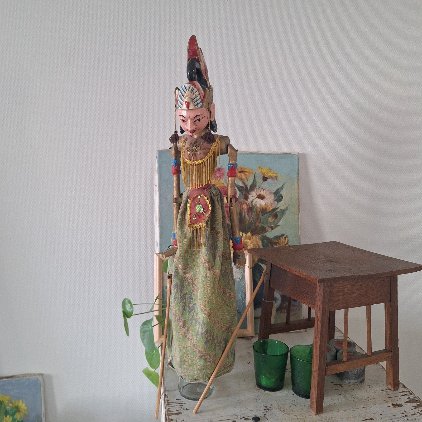 Wayang Golek Pop - Indonesische Houten Handpop, Hout, Gesneden, Ophalen of Verzenden, Indonesië