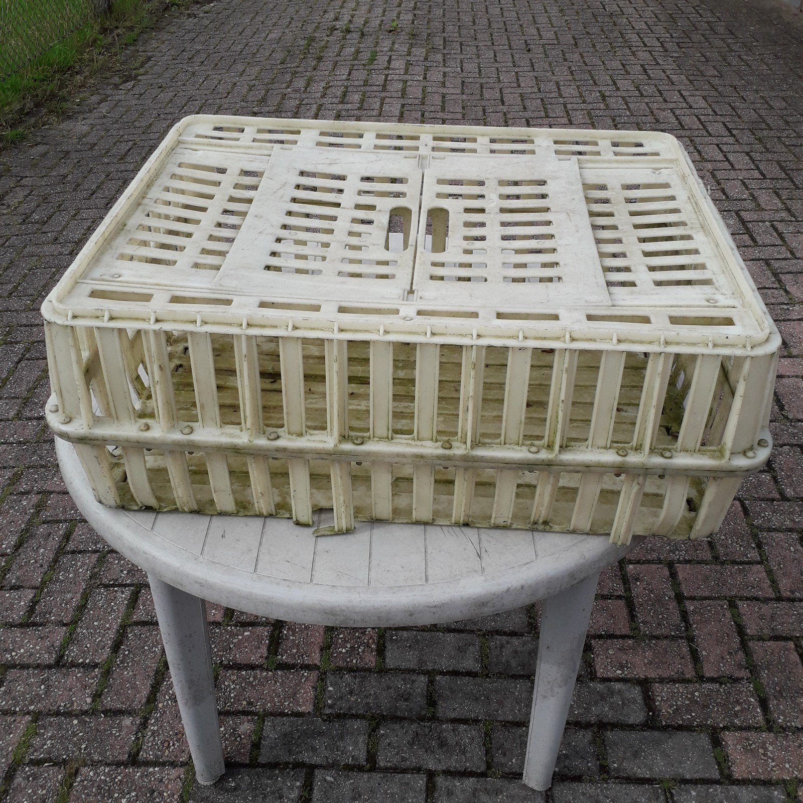 Kippen opvang kist een oude goed gebruikte, Ophalen, Gebruikt, Drinken en Voederen