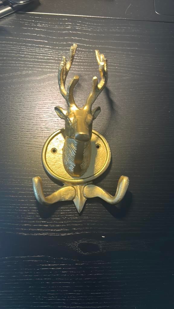 Goudkleurige eland kapstok, Ophalen of Verzenden, Gebruikt, Staal
