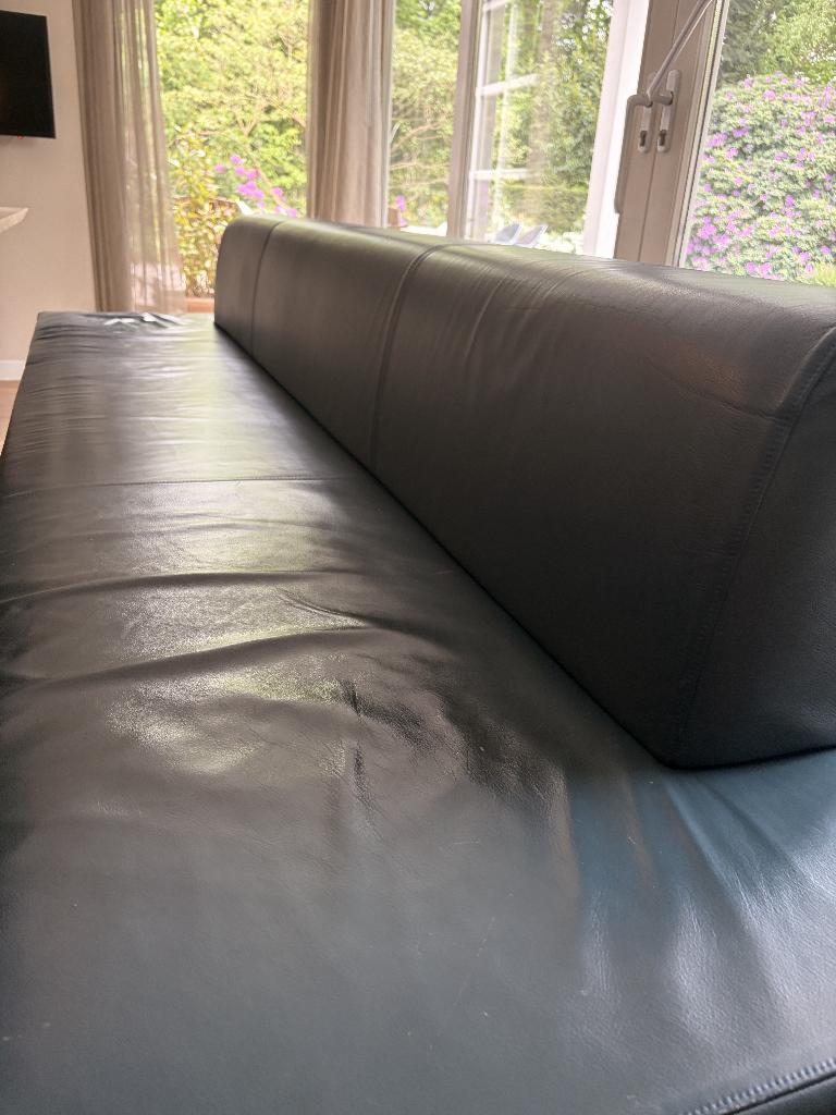 Walter Knoll bank hoogblauw leer 300cm | Duits topdesign, Ophalen, Gebruikt, Minder dan 75 cm, Design
