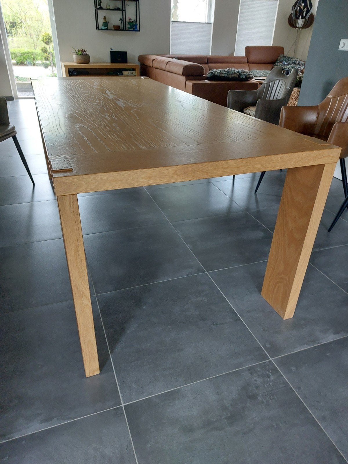 Mooie eikenhoiten eettafel 225 x 93 x 77 cm, Huis en Inrichting, Tafels | Eettafels, Ophalen, Gebruikt, Eikenhout, 200 cm of meer