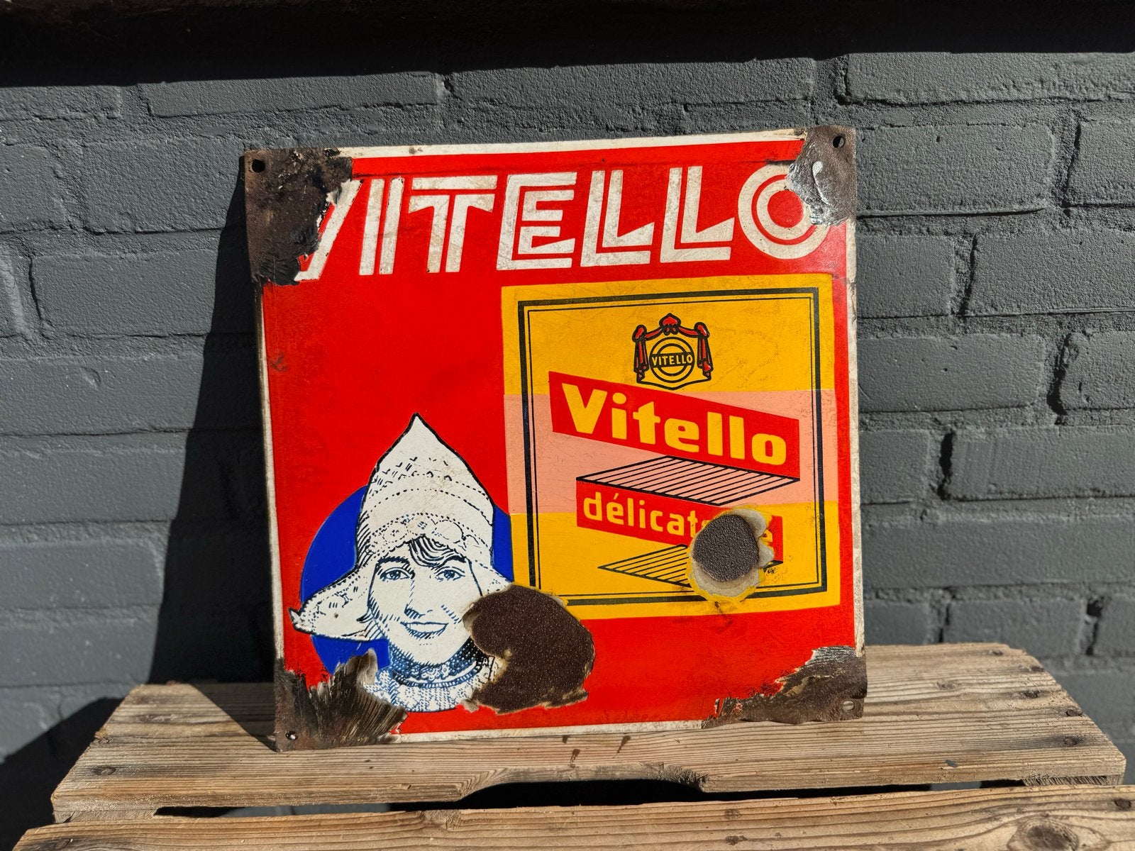 Vintage Vitello Emaille Reclamebord - Zeldzaam, Ophalen of Verzenden