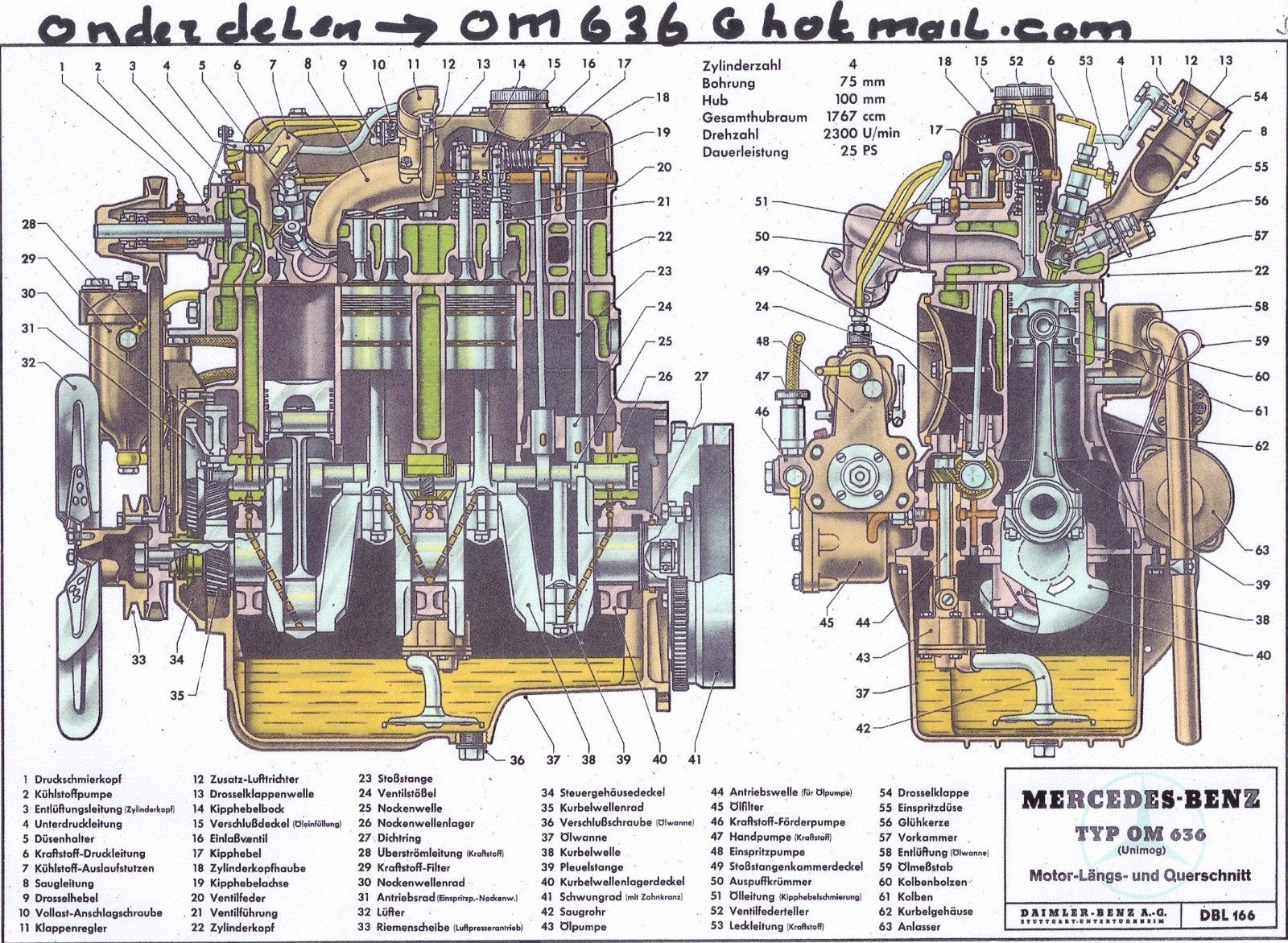 Mercedes OM636 OM 636, Verzenden, Motor en Techniek, Zeilboot of Motorboot