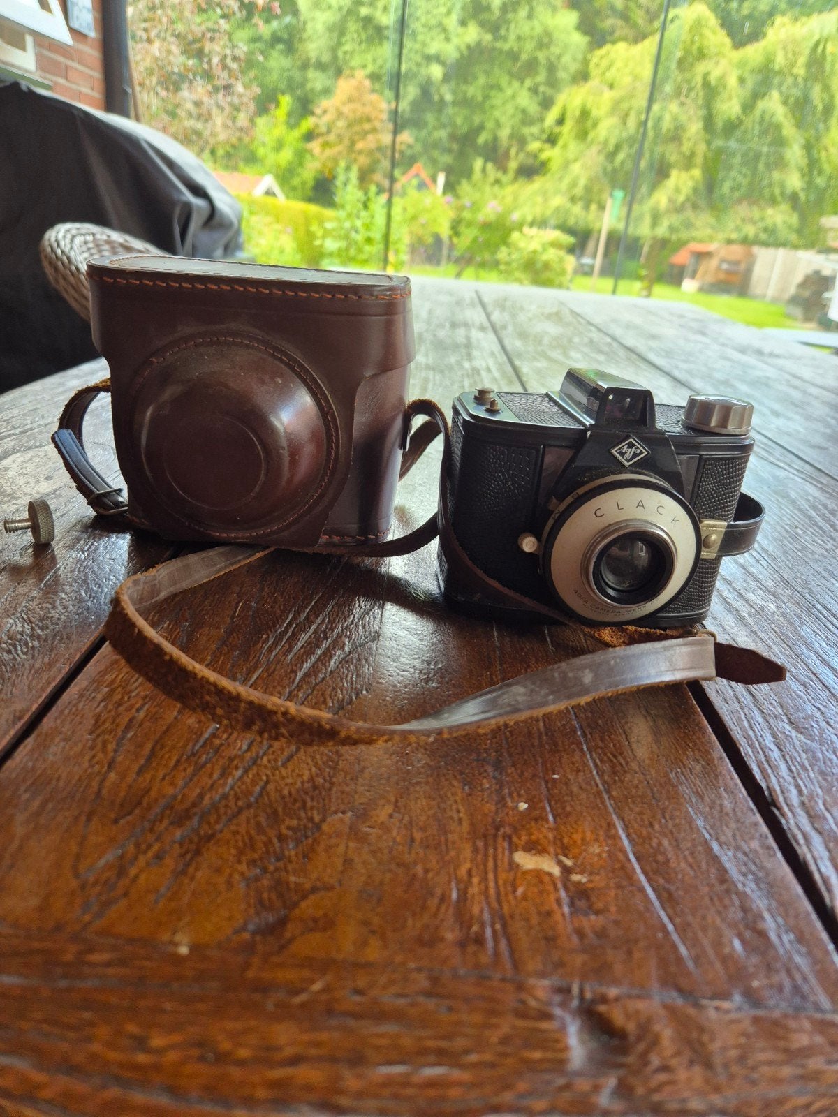 Vintage Agfa Clack camera met lederen tas, Ophalen of Verzenden