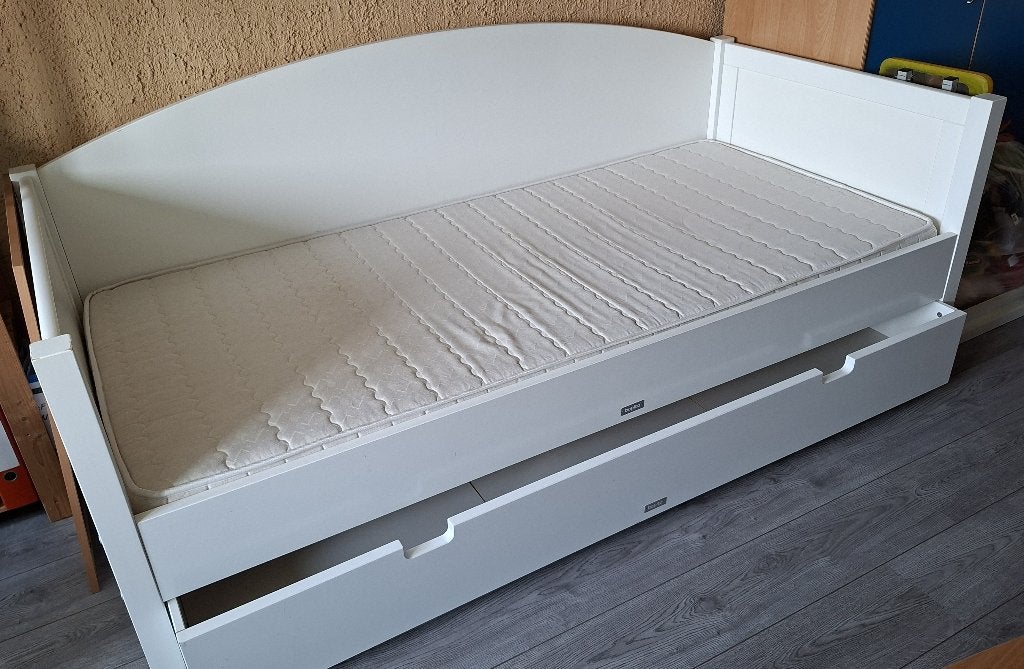 Bedbank, Huis en Inrichting, Ophalen, Eenpersoons, Hout, 100 cm