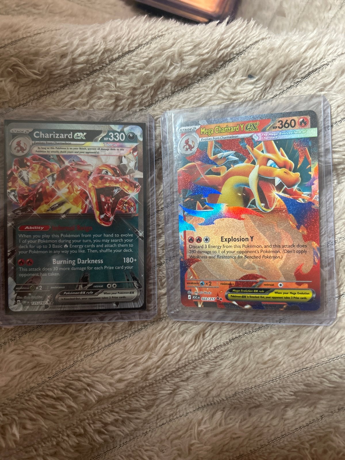 Pokémon Charizard EX & Mega Charizard Y EX kaarten, Ophalen of Verzenden, Zo goed als nieuw, Meerdere kaarten