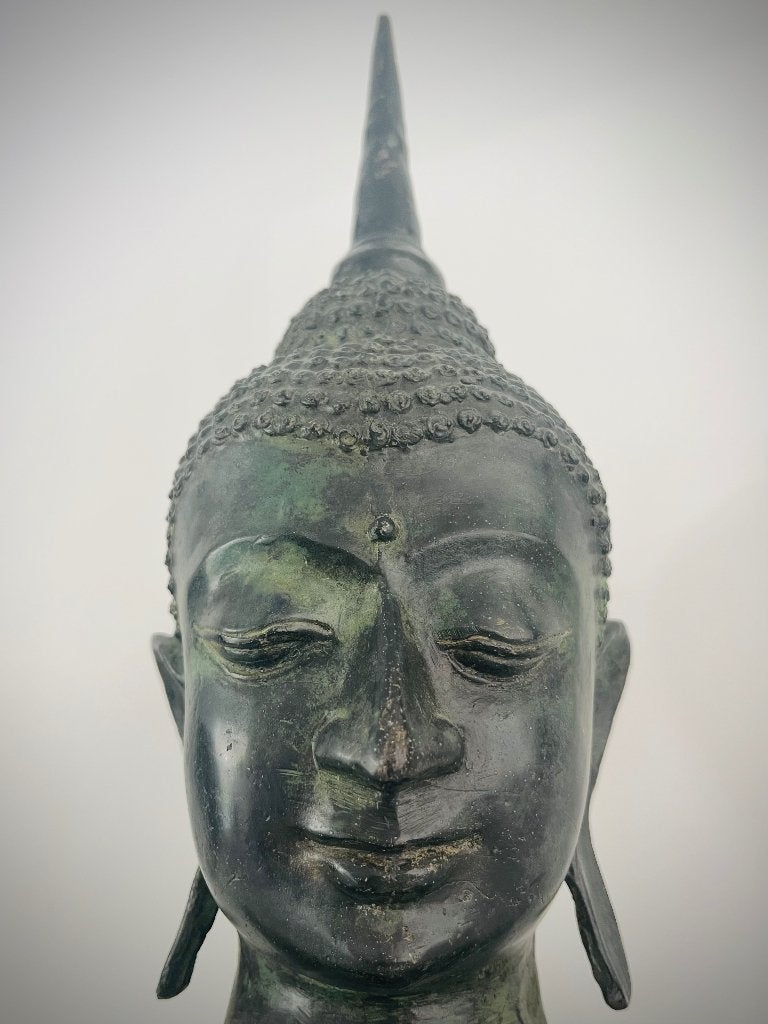 Thaise boeddha koperen buste vintage retro antiek heilig, Ophalen of Verzenden