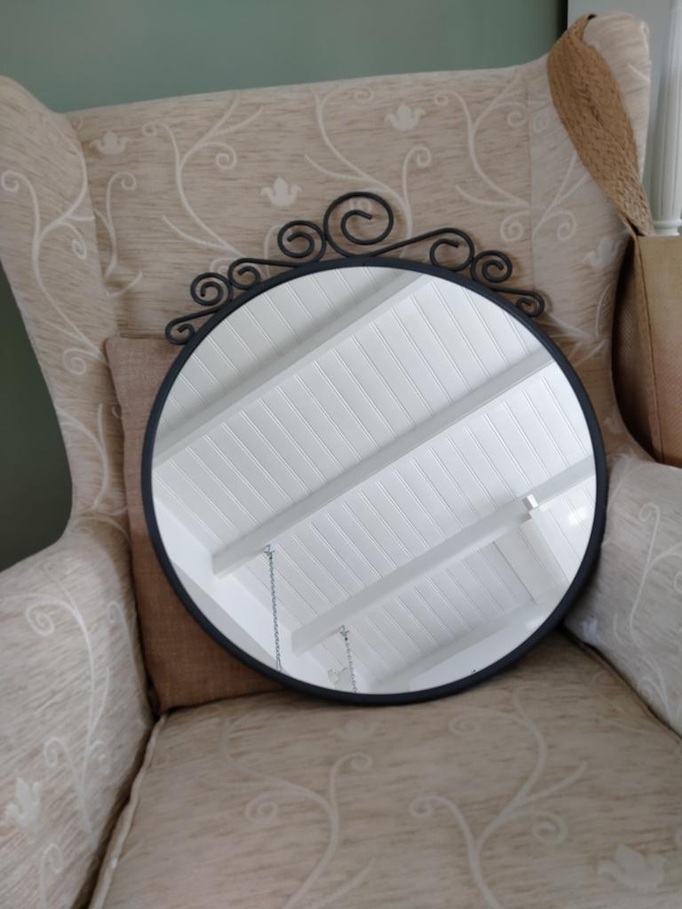 Ronde zwarte/antraciet spiegel -ophalen, Huis en Inrichting, Woonaccessoires | Spiegels, Minder dan 50 cm, Rond, Ophalen of Verzenden