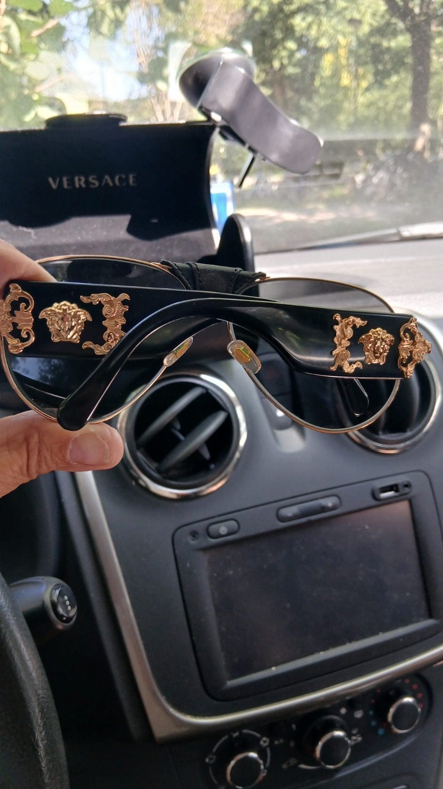 Originele Versace Zonnebril met Medusa Details, Zonnebril, Zwart, Gianni Versace, Ophalen of Verzenden
