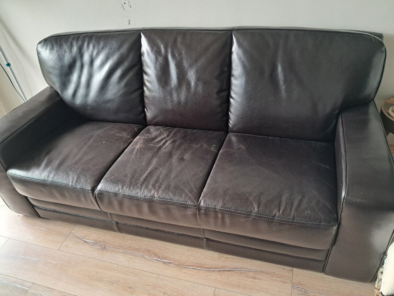 leren bruine bank, Ophalen, Gebruikt, Minder dan 150 cm, Leer