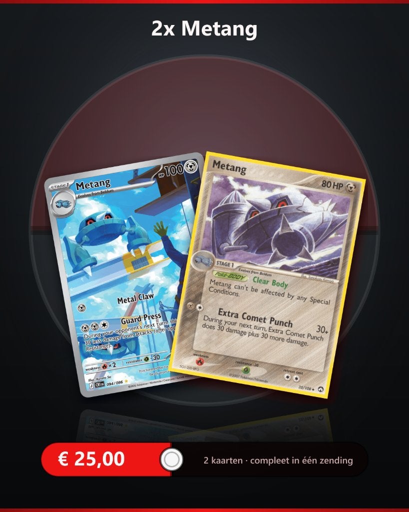 Pokémon 2x Metang, Ophalen of Verzenden, Zo goed als nieuw, Losse kaart