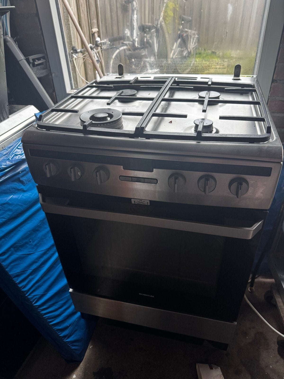 Inventum Vrijstaand Gasfornuis met Oven, Gebruikt, Gas, Vrijstaand, 4 kookzones