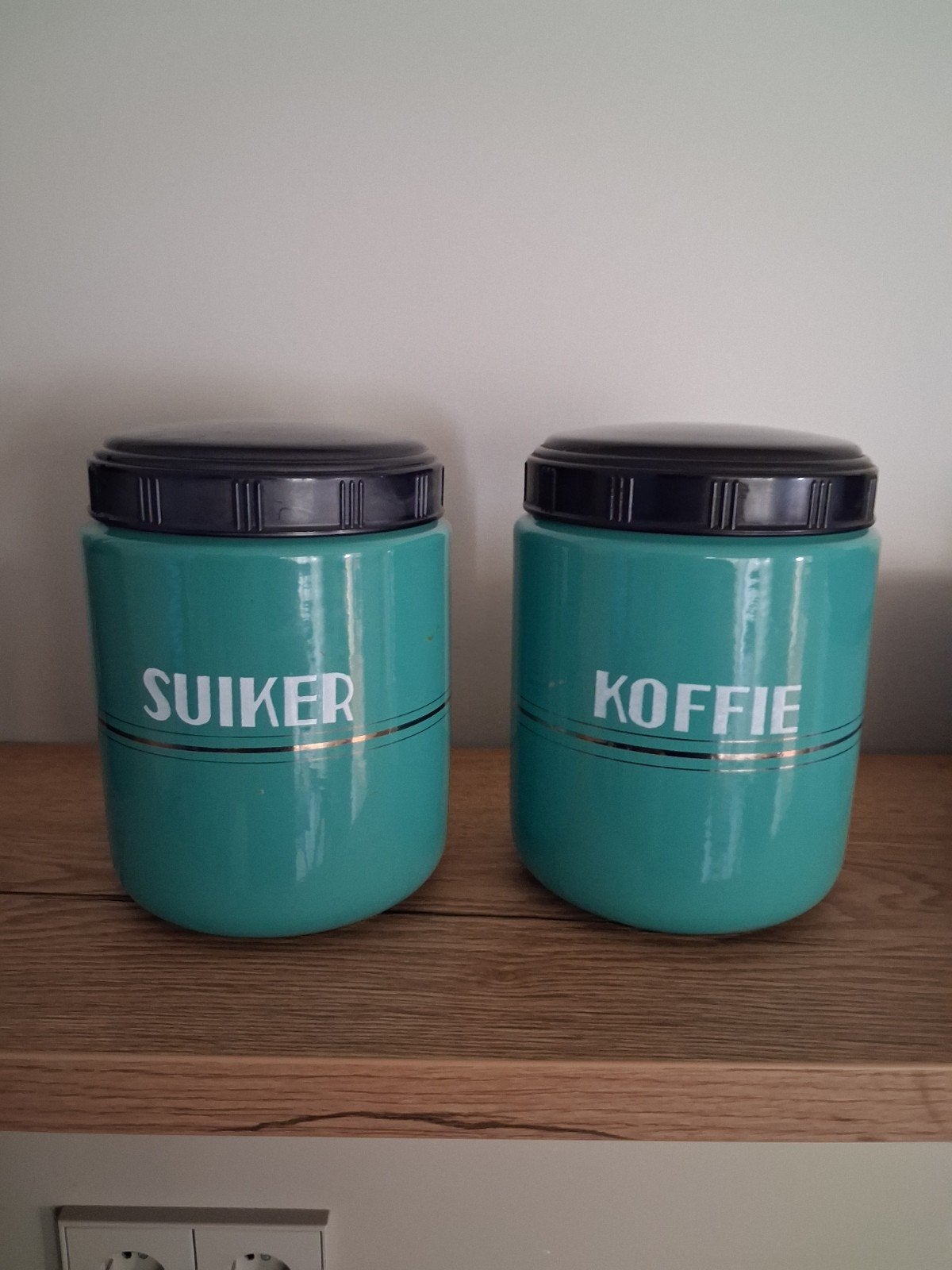 Vintage emaille voorraadpotten: Suiker en Koffie, Antiek en Kunst, Antiek | Emaille, Ophalen of Verzenden