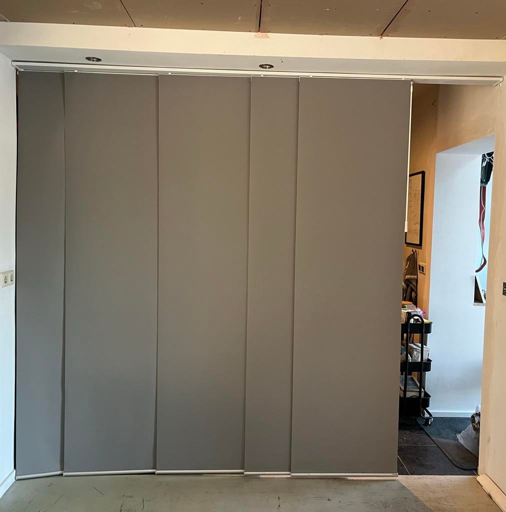 Eclipse Midden Grijs Paneelgordijnen 5st + rail, Ophalen, Gebruikt, Grijs