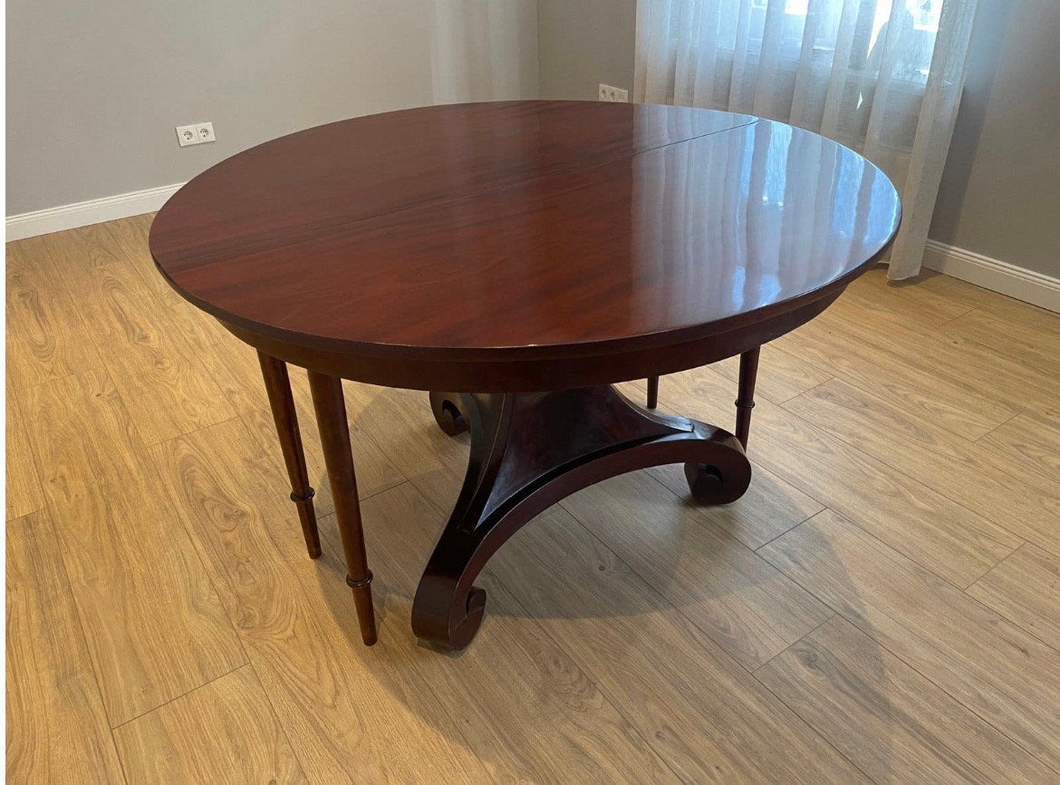 Mahonie coulissen eettafel met tussenbladen 335x130, Ophalen