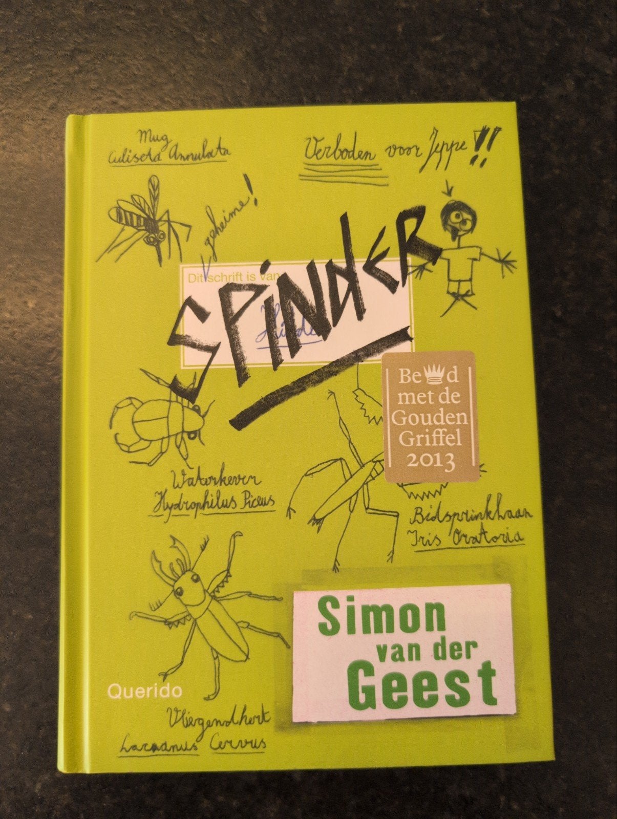 Spinder - Simon van der Geest (Gouden Griffel 2013), Ophalen of Verzenden, Zo goed als nieuw, Simon van der Geest, Fictie algemeen