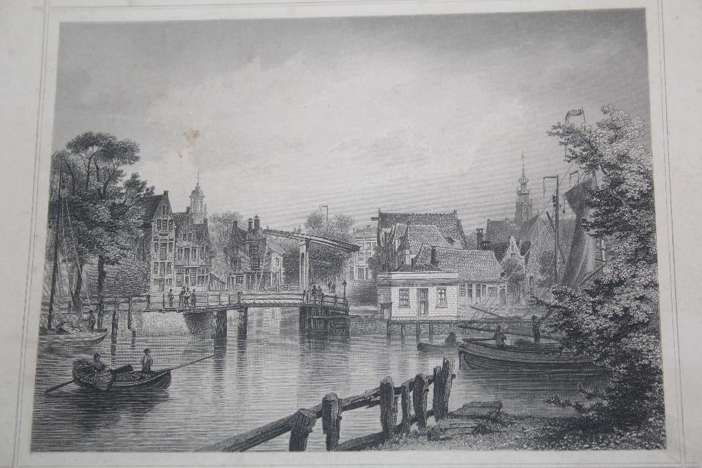 19e eeuwse ets (?) Binnenhaven Hoorn, Antiek en Kunst, Kunst | Etsen en Gravures, Ophalen of Verzenden