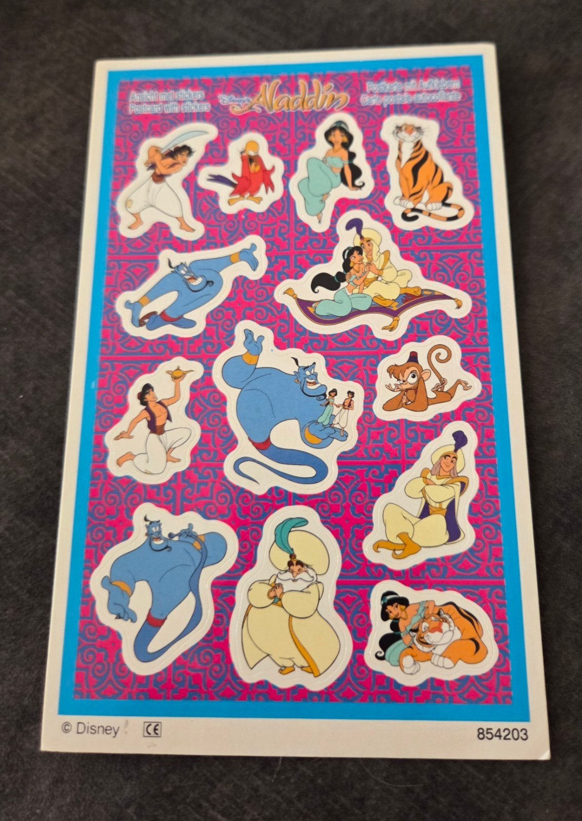 Vintage Disney Aladdin Stickerkaart, Verzamelen, Verzenden, 1980 tot heden, Gelopen, Kinderen