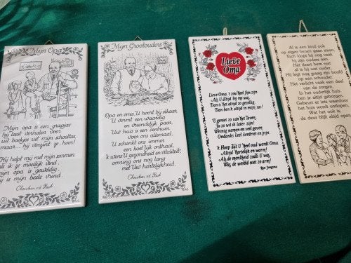 spreuktegels opa oma ouders 3 stuks, Ophalen of Verzenden, 'T Olde Gre-j, Info@toldegrej.nl, Endepoelstraat 20f Didam