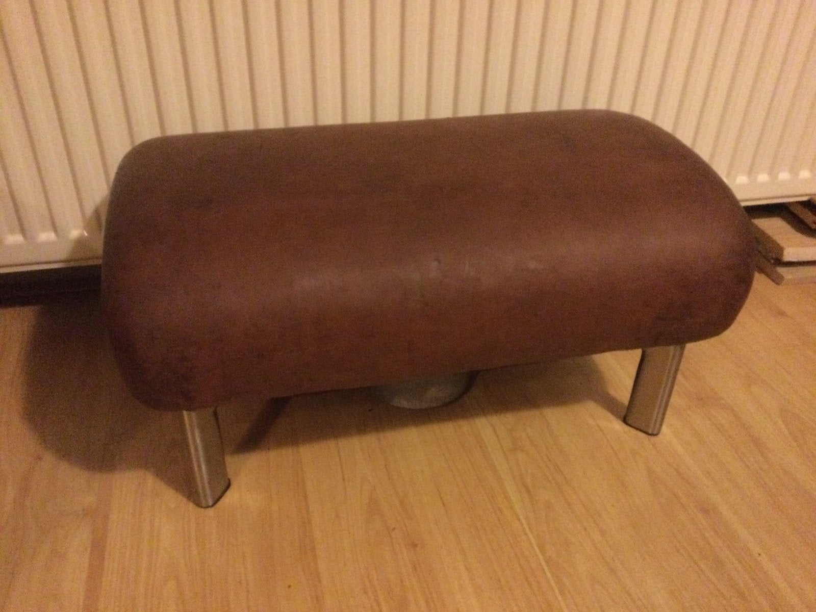 Vintage Turnen stuk Bankje van Gemaakt RVS poten, Ophalen of Verzenden, Zo goed als nieuw, Rechthoekig, 125 cm of meer