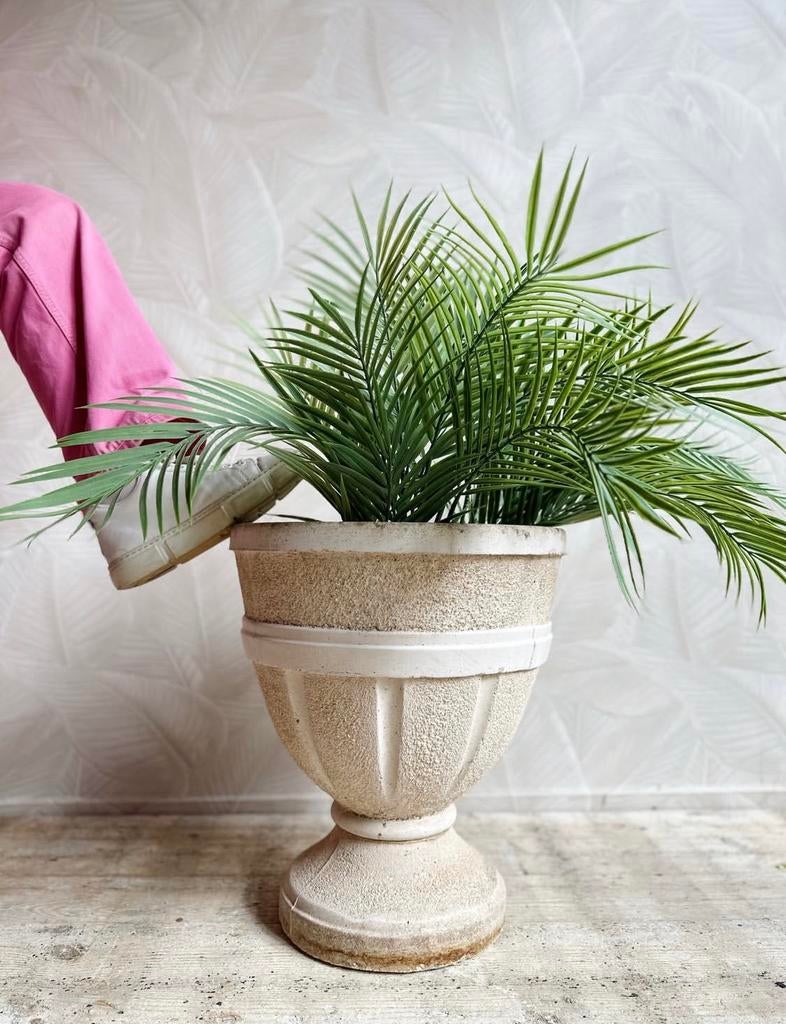 Vintage betonnen plantenbak / bloempot, Ophalen, Rond, Zo goed als nieuw, X