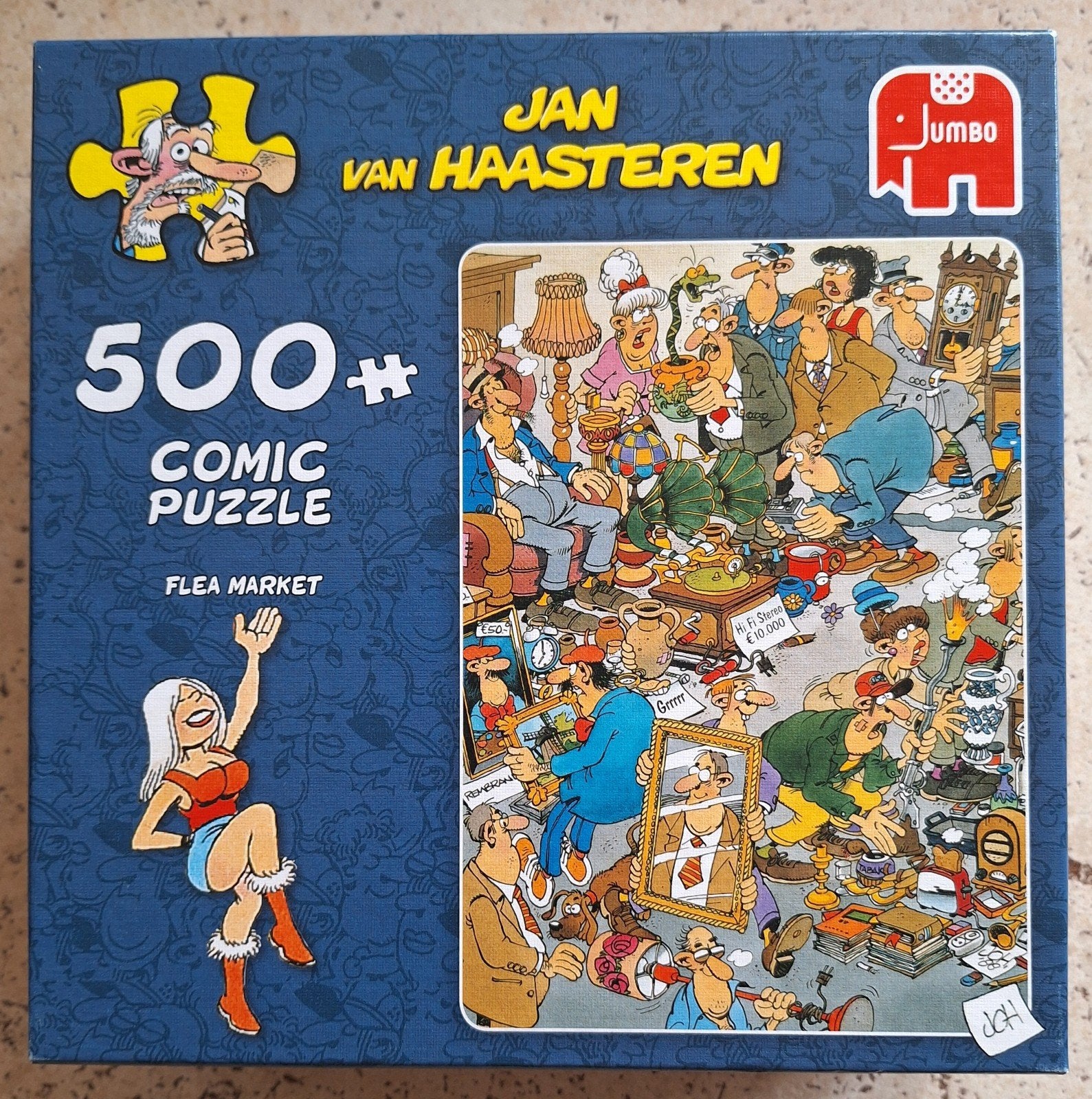 Jan van Haasteren Vlooienmarkt 500+ stukjes NIEUWSTAAT, Ophalen of Verzenden, 500 t/m 1500 stukjes, Gebruikt, Legpuzzel