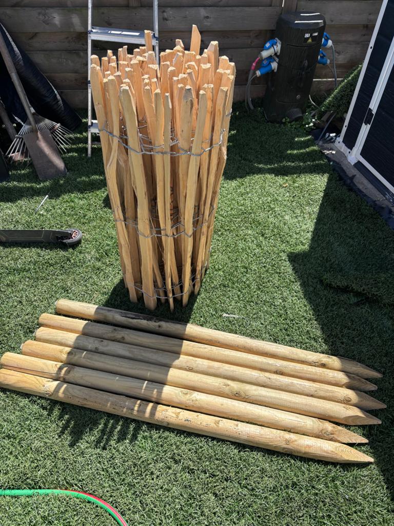 Hekwerk hazelaar. Schapenhek met palen., Tuin en Terras, Tuinhekken en Hekwerk, Ophalen, Hout, Tuinhek