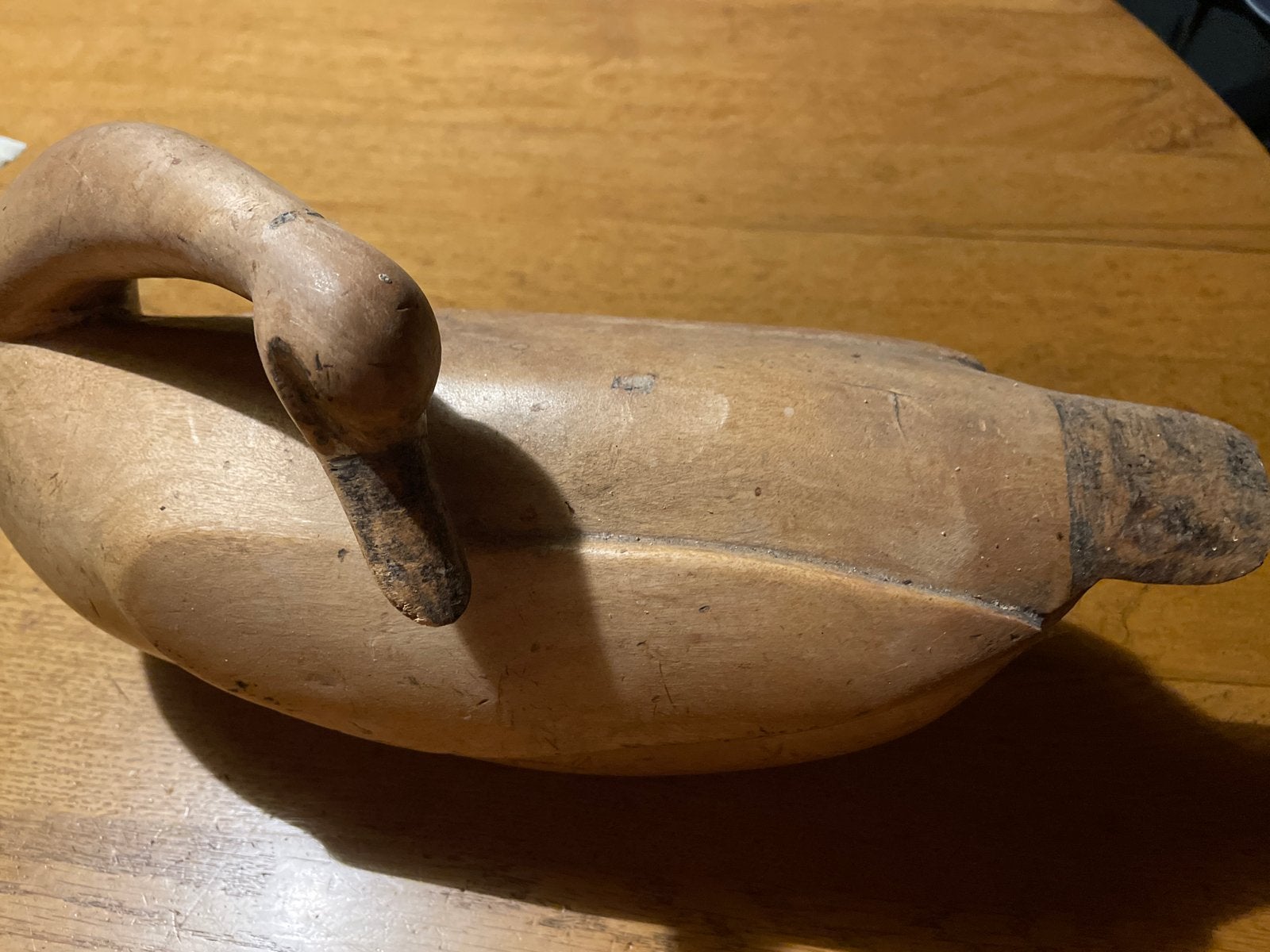Vintage houten eend deco beeld - Handgesneden, Antiek en Kunst, Kunst | Beelden en Houtsnijwerken, Ophalen of Verzenden, Handgemaakt