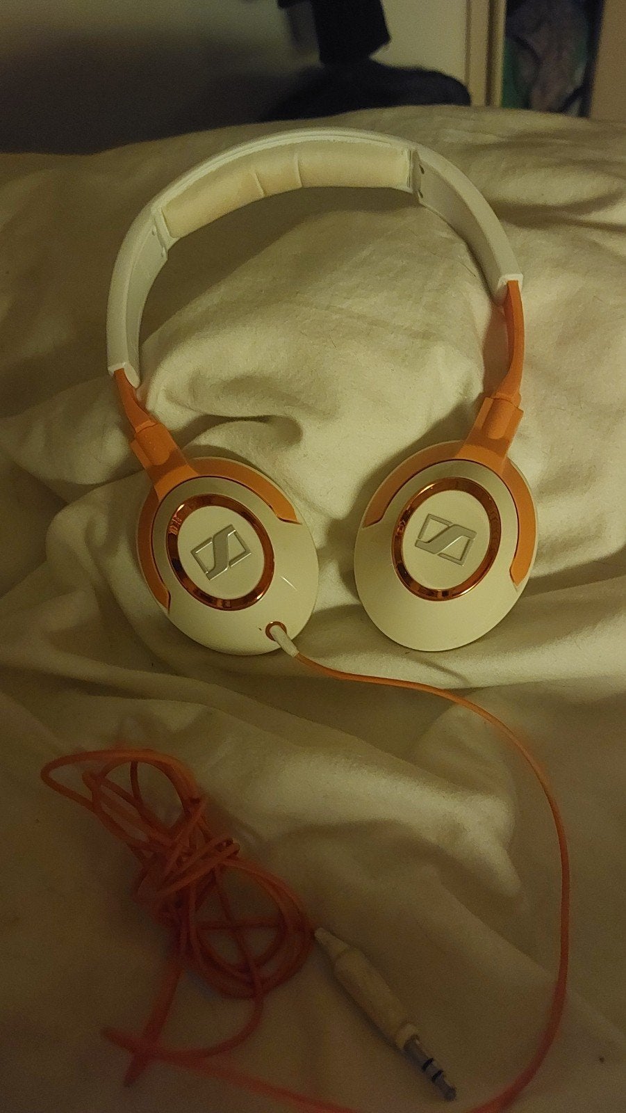 Sennheiser Hoofdtelefoon - Wit/Oranje - Bedraad, Audio, Tv en Foto, Koptelefoons, Ophalen, Sennheiser, Wit, Over-ear