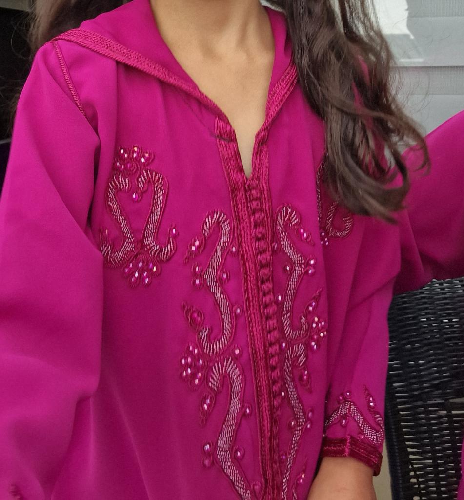 Jelleba marokkaanse jurk mam/kind combineren, Zo goed als nieuw, Roze, Onder de knie, Ophalen