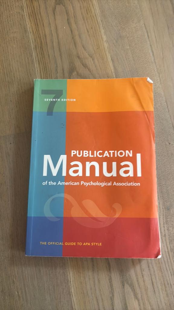 Publication Manual 7th edition, Ophalen of Verzenden, Alpha, Gelezen, WO