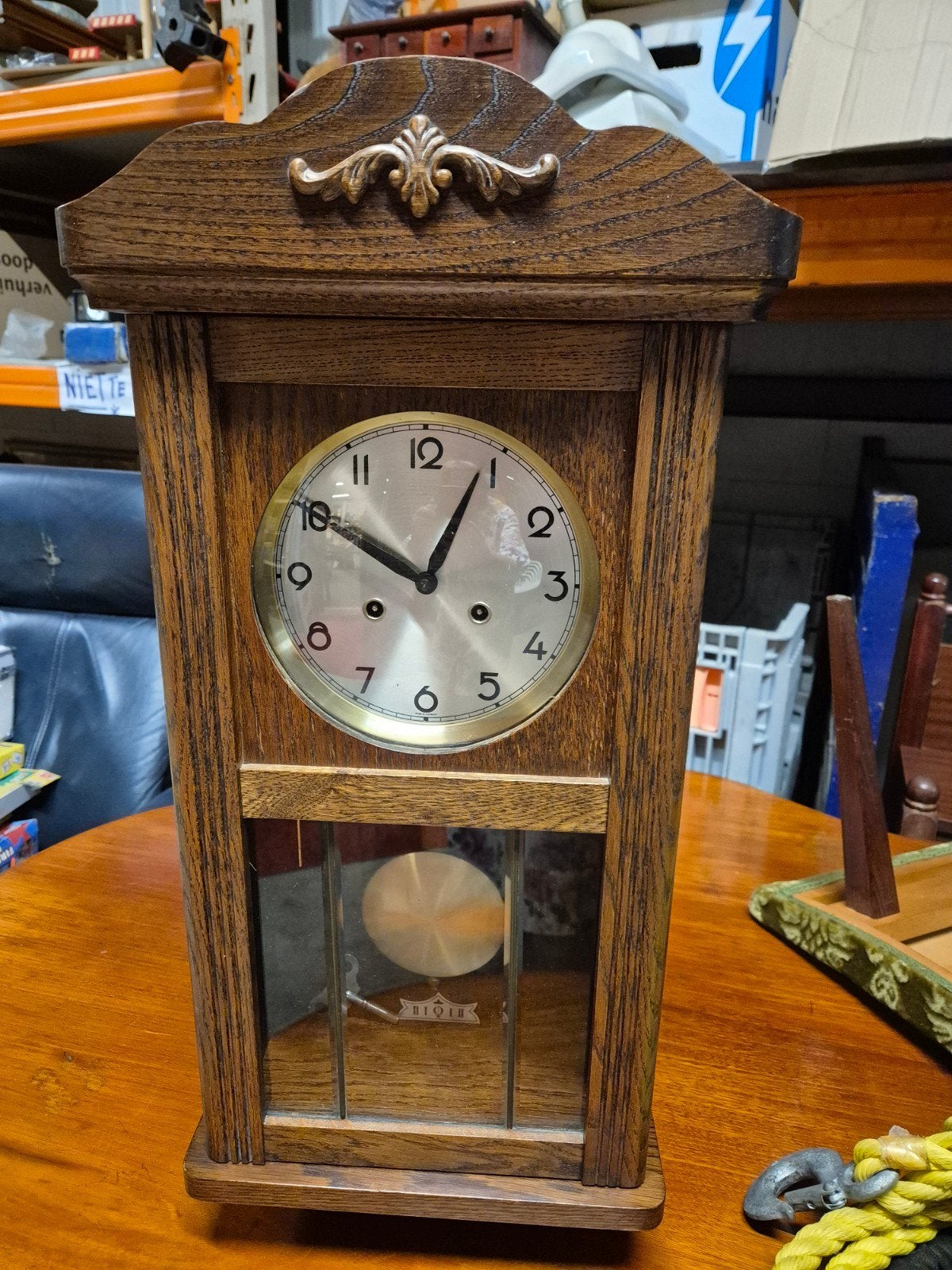 houten regulateur wandklok, Antiek en Kunst, Ophalen