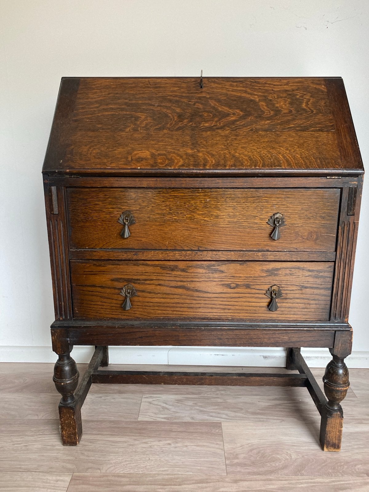 Antiek Eiken Secretaire Bureau met Lades, Antiek en Kunst, Ophalen