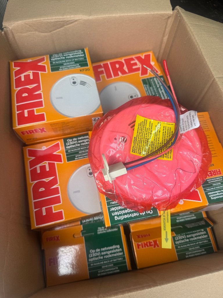 NIEUW 20x Firex KF20 Rookmelder 230V NEN2555/Bouwbesluit, Doe-het-zelf en Verbouw, Ophalen of Verzenden, Nieuw, Detector, Sensor of Melder