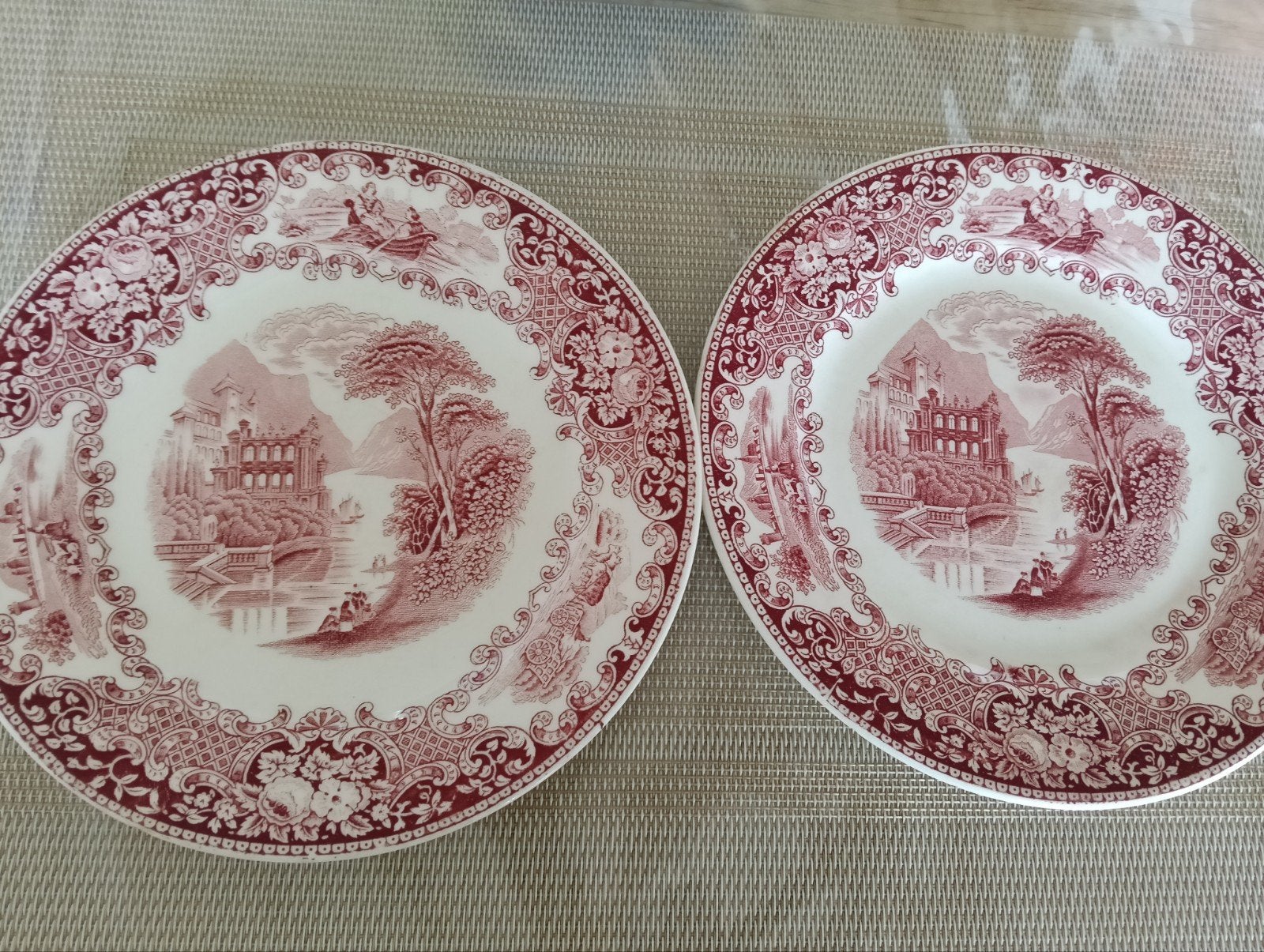 Vintage borden met bloemmotief en gouden rand, Ophalen of Verzenden
