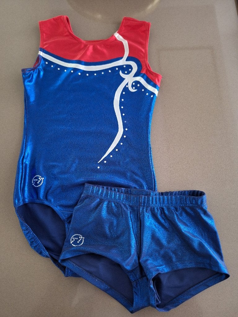 Turnpakje en broekje TT Gymnastics, Gebruikt, Blauw, Ophalen of Verzenden, Turnpak(je)