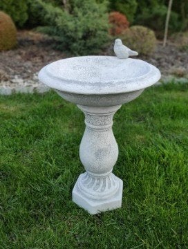 Antiek Vogelbad op decoratieve zuil 51x20x38cm, Ophalen, Nieuw